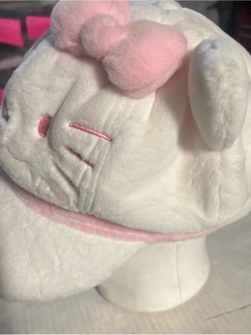 Sanrio Hello Kitty White and Pink Faux Fur  Hat Merch 2025 Universal